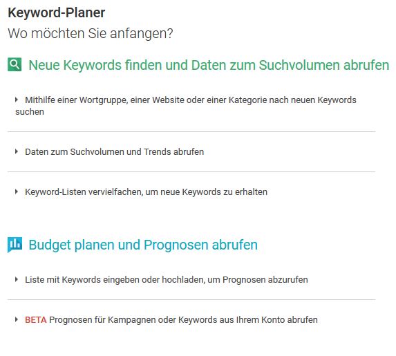 Keyword-Planer Tool Google AdWords 